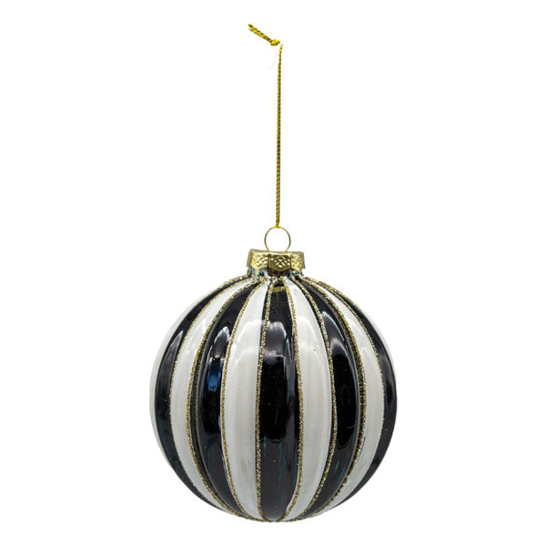 Black White Stripe Ball - Seasonal Decor