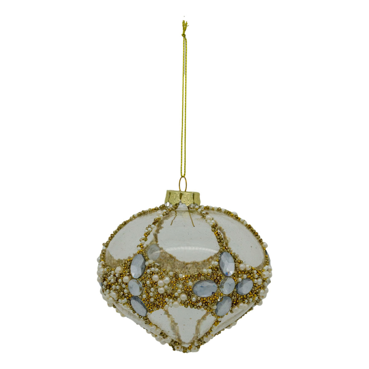 Clear Gold Encrusted Drop - Seasonal Decor