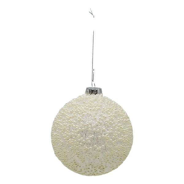 White Glass Ball - Seasonal Decor