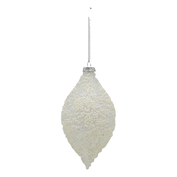 White Glass Long Drop - Seasonal Decor