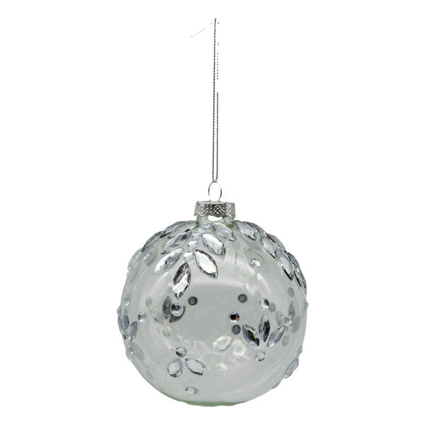 Clear Glass Rhinestone Ball - Seasonal Decor