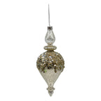 20cm Silver Mercury Beaded Finial - Seasonal Decor