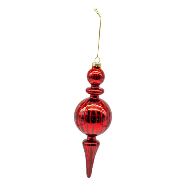 19cm Red Ball Shiny Finial - Seasonal Decor