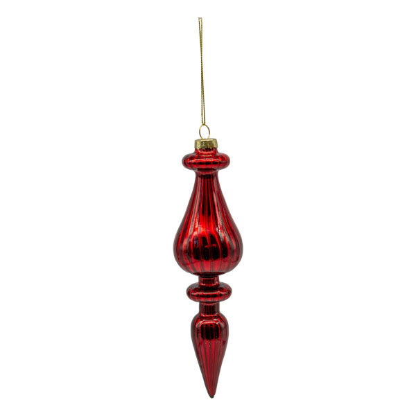 Red Shiny Finial 19cm - Seasonal Decor