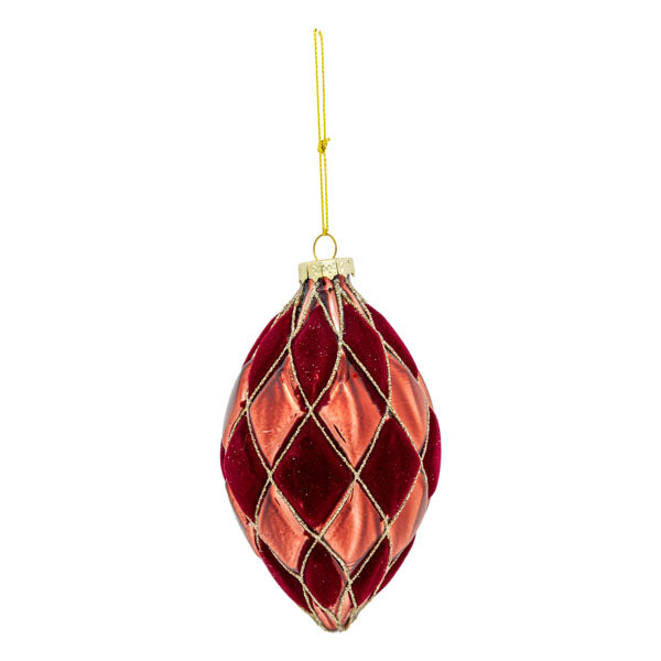 Flocked Burgundy Long Drop - Seasonal Decor