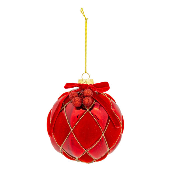 Red Flocked Ball - Seasonal Decor