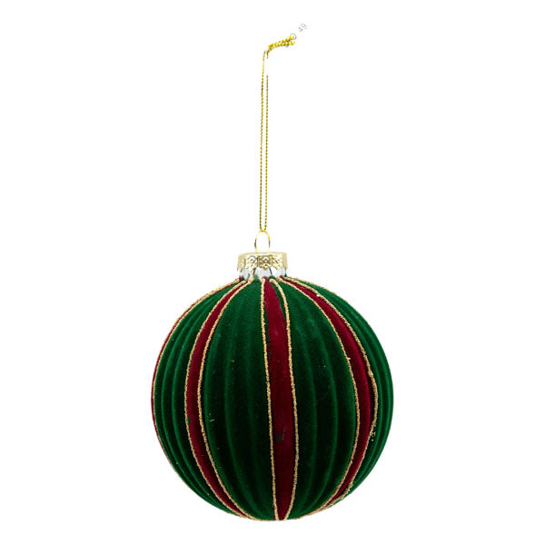 Green Red Stripe Ball - Seasonal Decor