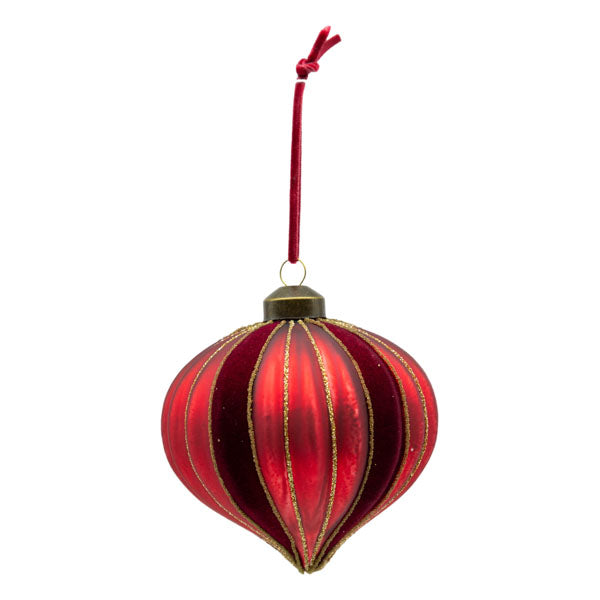 Red Flock Stripe Drop - Seasonal Decor