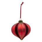Red Flock Stripe Drop - Seasonal Decor