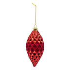 Deep Red Flocked Long Drop - Seasonal Decor