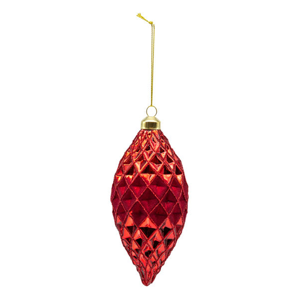 Deep Red Flocked Long Drop - Seasonal Decor