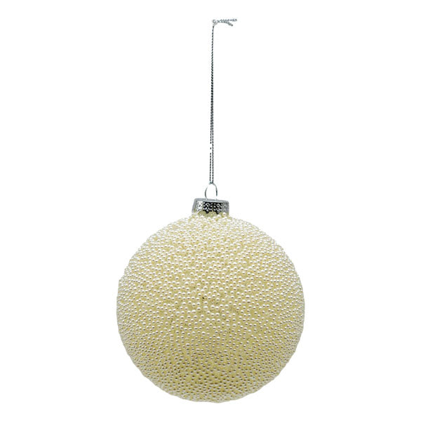 Cream Beaded Ball - Seasonal Decor