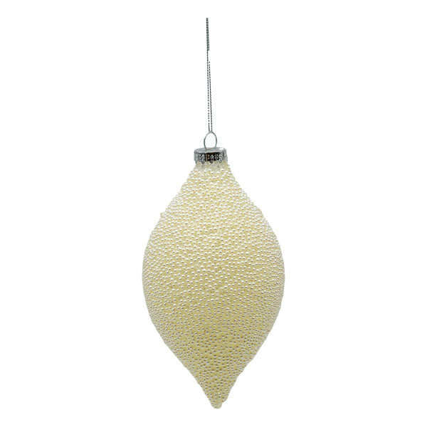 Cream Beaded Long Drop - Seasonal Decor