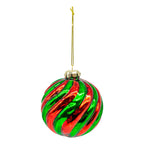 Green Red Swirl Ball - Seasonal Decor
