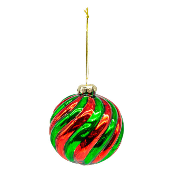 Green Red Swirl Ball - Seasonal Decor