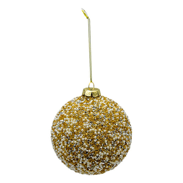 Gold Pearl Beaded Ball - Seasonal Decor