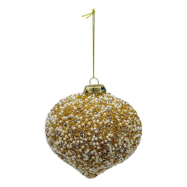 Gold Pearl Beaded Drop - Seasonal Decor