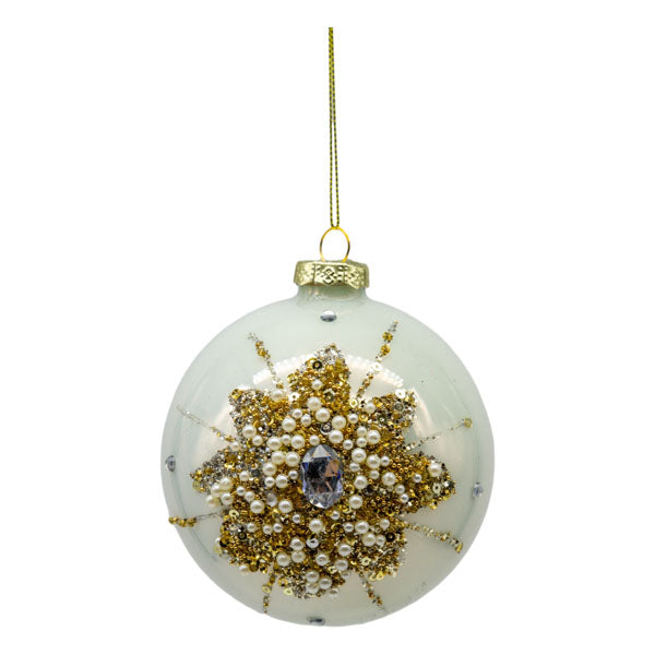 Cream Gold Starburst Ball - Seasonal Decor