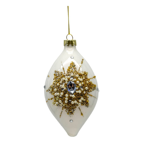 Cream Gold Starburst Long Drop - Seasonal Decor