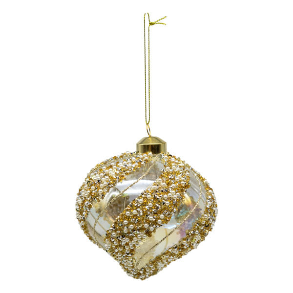Clear Gold Encrusted Drop - Seasonal Decor