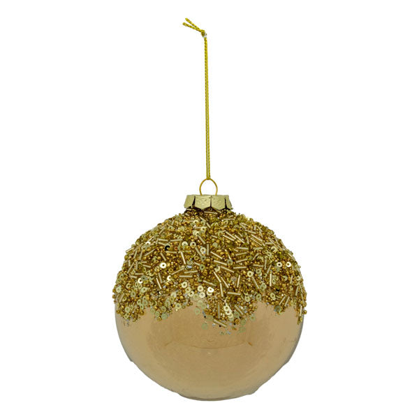 Gold Beaded Ball - Seasonal Decor