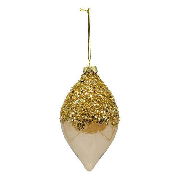 Gold Beaded Long Drop - Seasonal Decor