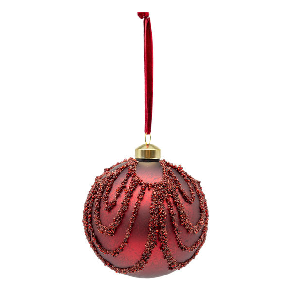Burgundy Beaded Ball - Seasonal Decor