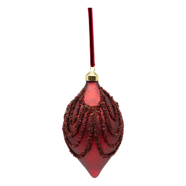 Burgundy Beaded Long Drop - Seasonal Decor