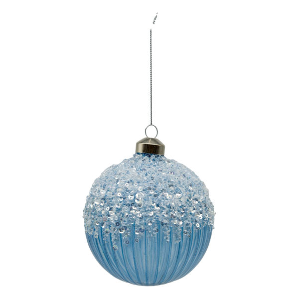 Blue Beaded Ball - Seasonal Decor