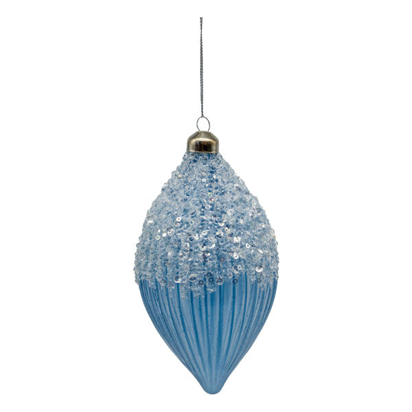 Blue Beaded Long Drop - Seasonal Decor
