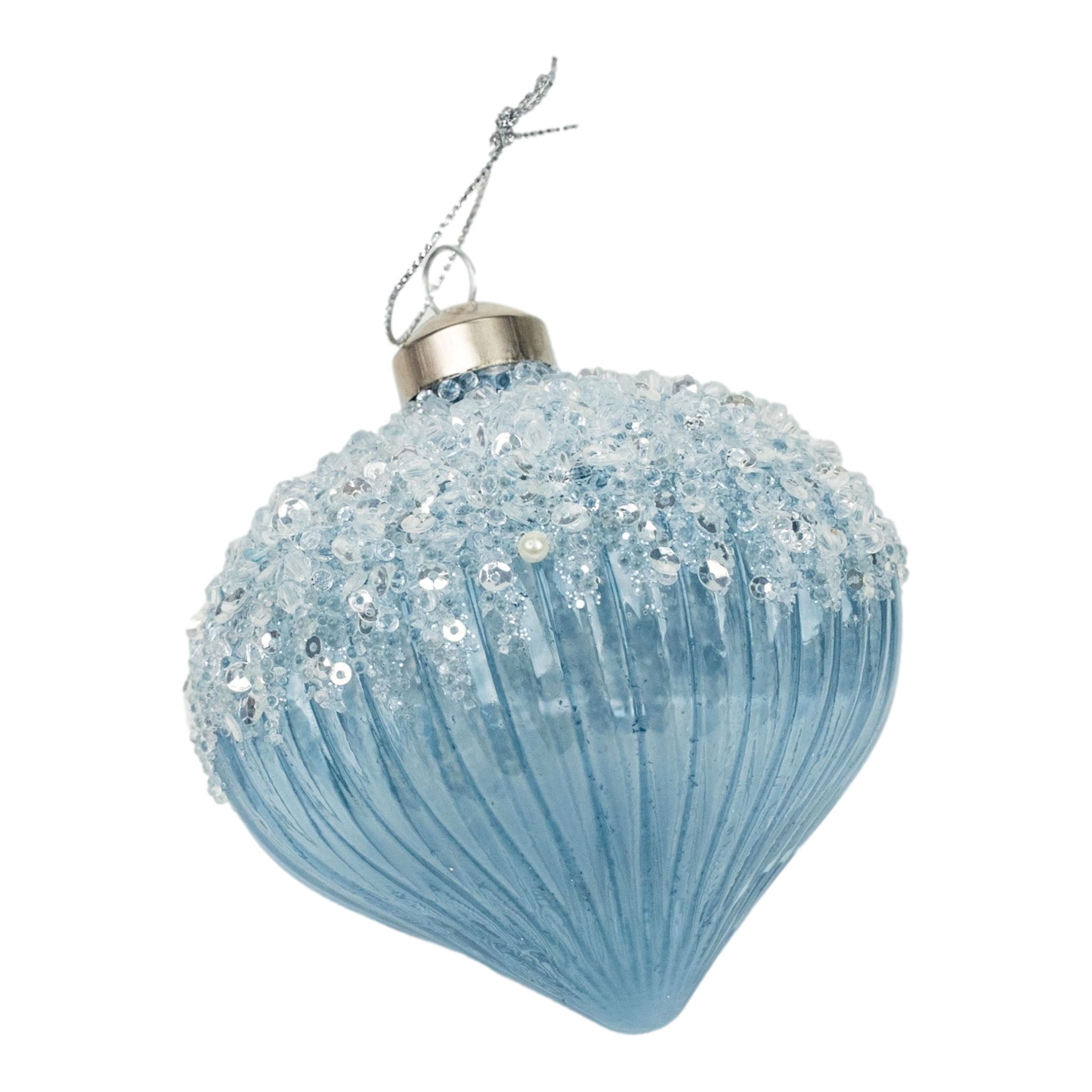 Blue Beaded Drop - Seasonal Decor