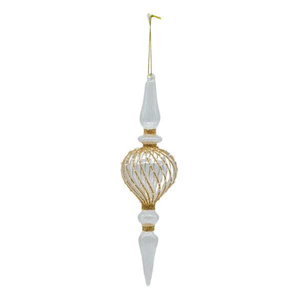 27cm Clear Finial Gold Trim Finial - Seasonal Decor