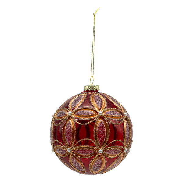 Red Gold Flower Ball - Seasonal Decor