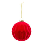 Flocked Deep Red Ball - Seasonal Decor