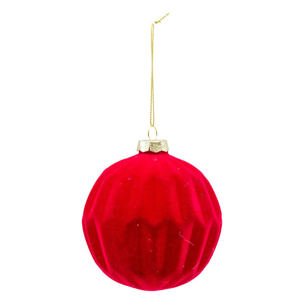 Flocked Deep Red Ball - Seasonal Decor