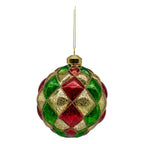Gold Red Green Harlequin Ball - Seasonal Decor