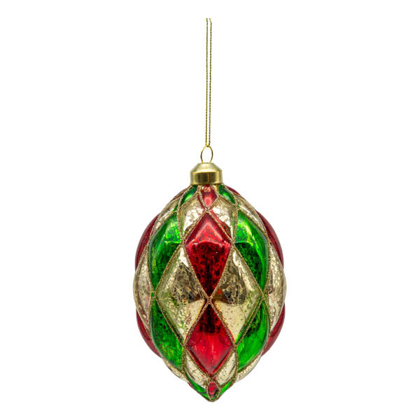 Gold Red Green Harlequin Long Drop - Seasonal Decor