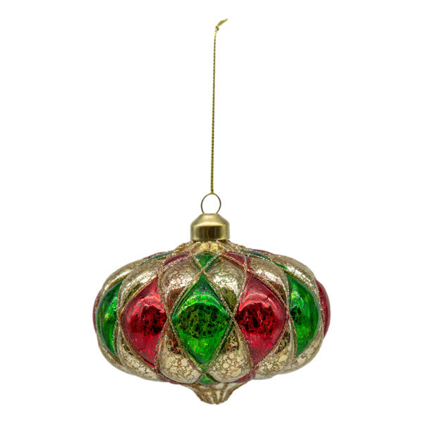 Gold Red Green Harlequin Drop - Seasonal Decor