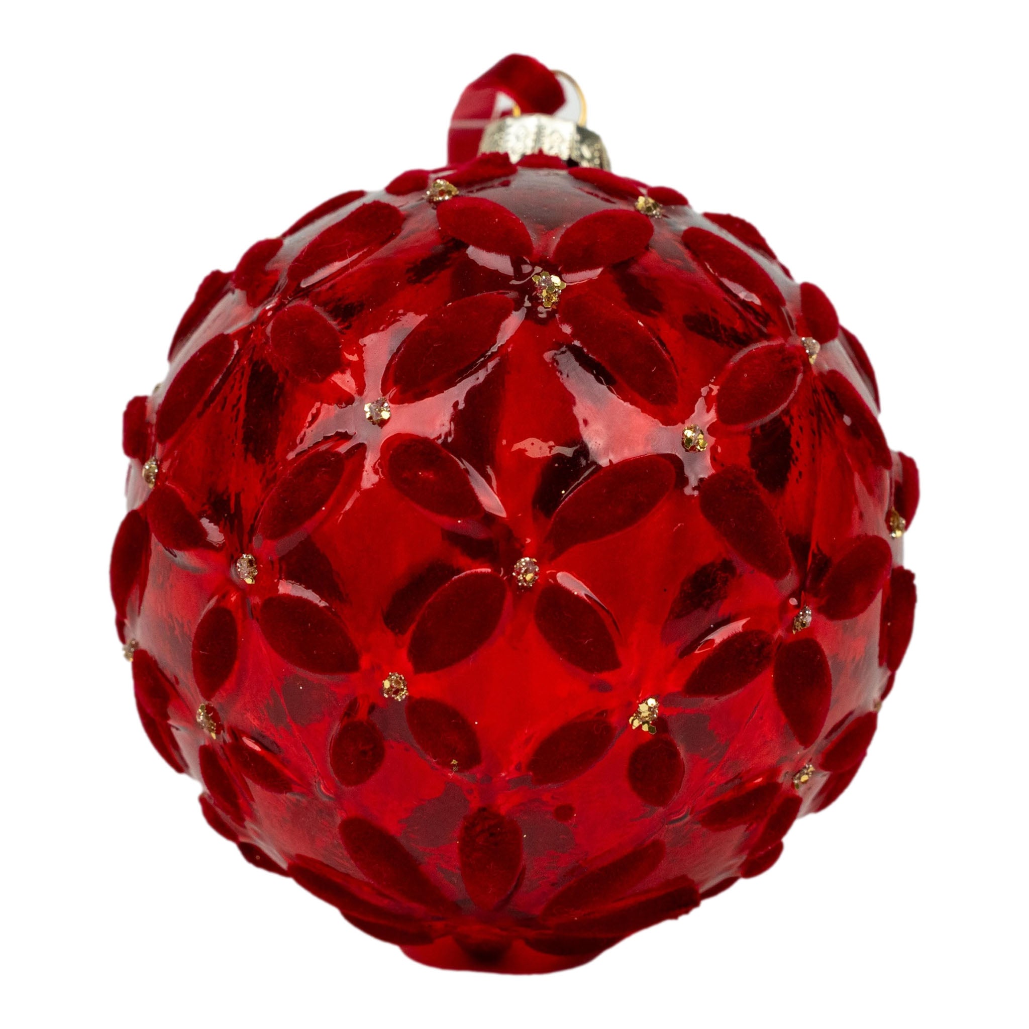 Flocked Red Ball - Seasonal Decor