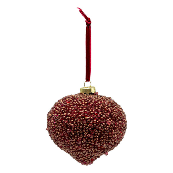 Deep Red Beaded Drop - Seasonal Decor