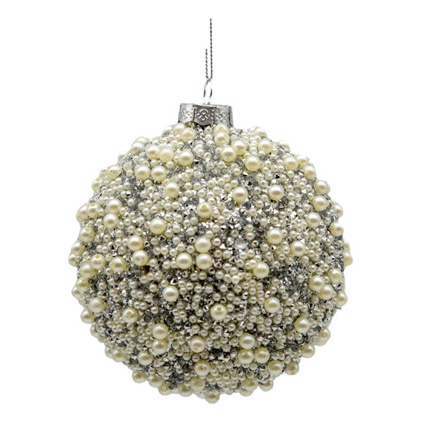 Silver Pearl Encrusted Ball - Seasonal Decor