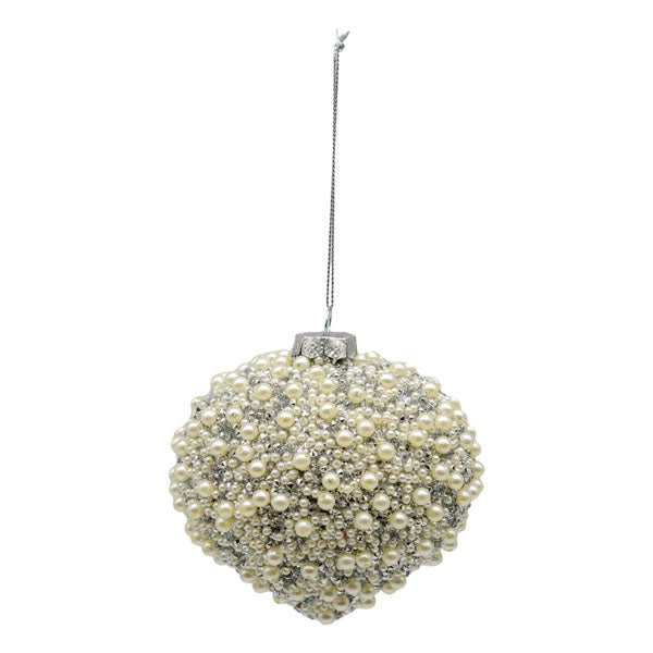 Silver Pearl Encrusted Drop - Seasonal Decor