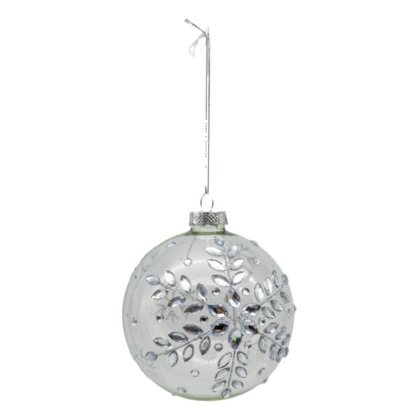 Clear Glass Rhinestone Ball - Seasonal Decor