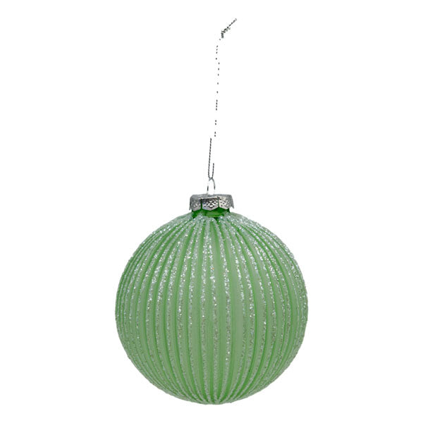Mint Lined Glitter Ball - Seasonal Decor