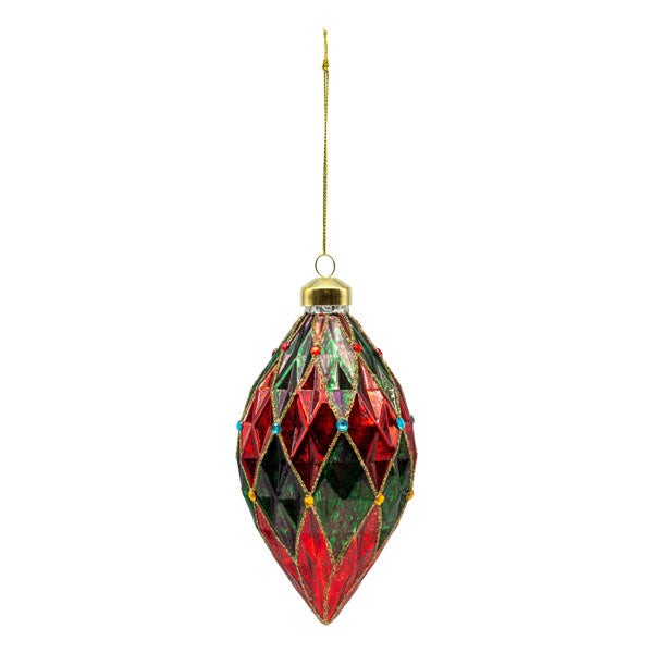 Red Green Harlequin Long Drop - Seasonal Decor