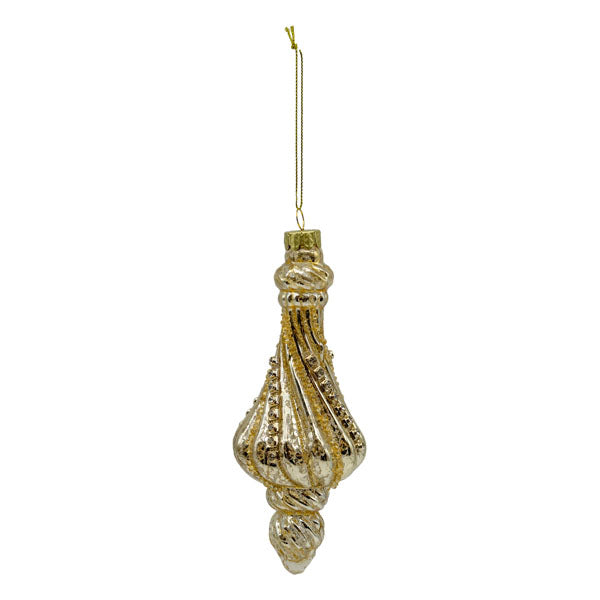 16cm Gold Swirl Lined Finial - Seasonal Decor