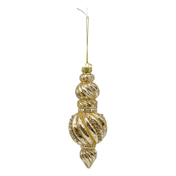 17cm Gold Swirl Lined Finial - Seasonal Decor
