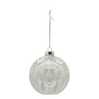 Clear White Ornate Ball - Seasonal Decor