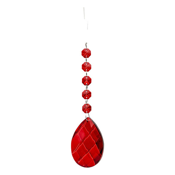 18.5cm Red Pear Crystal Drop - Seasonal Decor