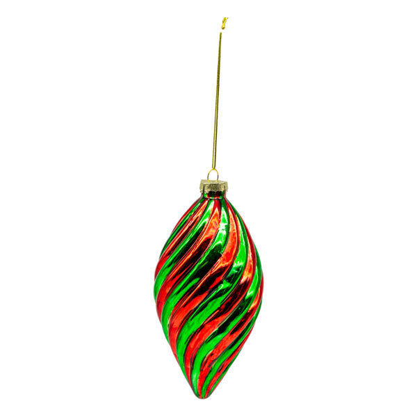 Green Red Swirl Long Drop - Seasonal Decor